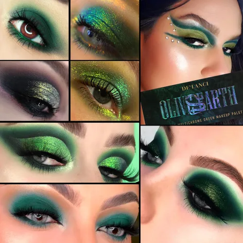 Miniatura 2 de Paleta de sombra de ojos verde oliva, sombra de ojos multicolor marrón y verde para ojos ahumados nudes, 12 colores brillantes pigmentados mate