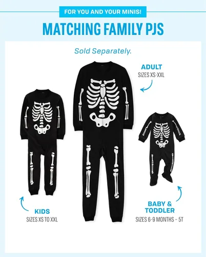 Miniatura 30 de The Children's Place - Pijama familiar de una pieza a juego para niños y bebés, pijamas de esqueleto de Halloween, forro polar