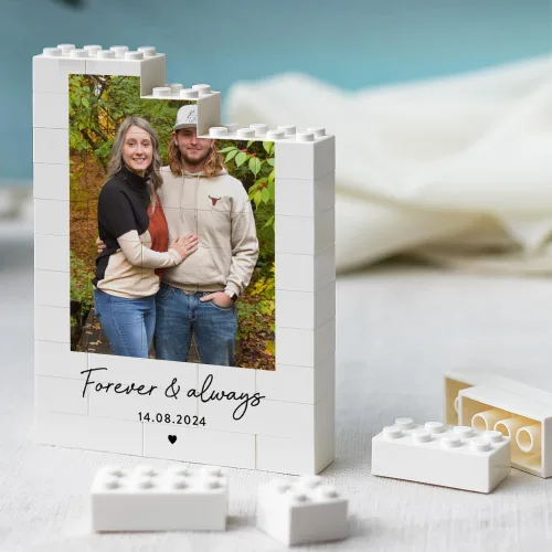 Miniatura 14 de Bloque de fotos de ladrillo de construcción de corazón personalizado, rompecabezas de imagen personalizado para parejas, familia o amigos, día