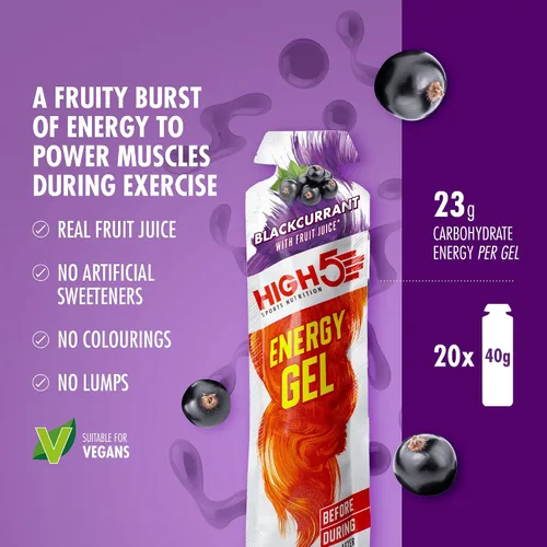Miniatura 3 de HIGH5 Energy Gels – Geles deportivos de liberación rápida para potenciar los músculos para un rendimiento superior, jugo de fruta natural y sin