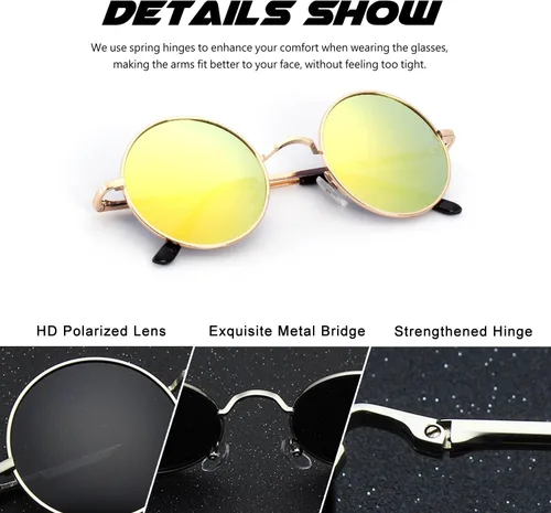 Miniatura 66 de CGID Gafas de sol unisex polarizadas redondas E01 Lennon