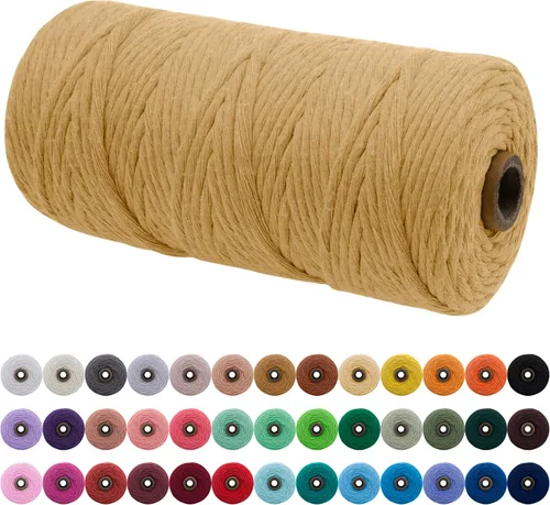 Miniatura 130 de JeogYong Cordón de macramé de un solo hilo 2mm x 164 yardas (492 pies) Cuerda de algodón suave, hilo de macramé 2 mm, suministros de macramé