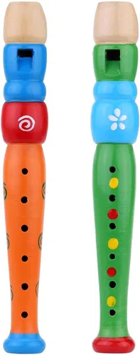 Tovip - 2 instrumentos musicales de madera para niños, instrumento musical de educación temprana, grabadora de viento de madera, juguete educativo