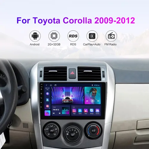 Miniatura 2 de Android 13 - Radio estéreo para automóvil para Toyota Corolla 2009-2012, Biorunn de 9 pulgadas, con GPS, inalámbrico, con cable, para automóvil