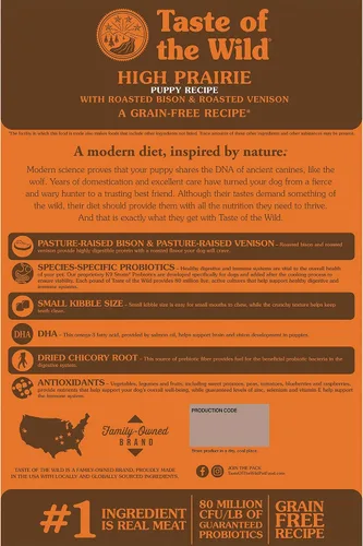 Miniatura 2 de Taste of the Wild High Prairie - Alimento seco para perros sin granos con bisonte asado y venado para cachorros, 28 libras