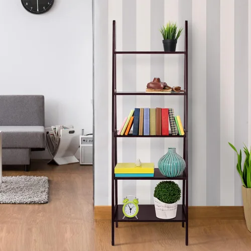 Miniatura 9 de Casual Home Librería con forma de escalera de 5 estantes de madera 100% sólida, estándar, color expreso Espresso