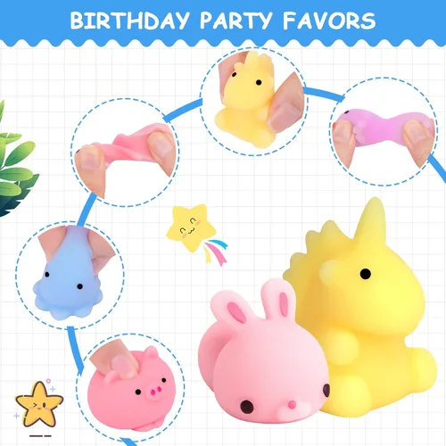 Miniatura 4 de POKONBOY - 30 piezas de juguetes blandos Mochi, animales mini para apretar, lindos juguetes para aliviar el estrés, relleno para cesta de Pascua