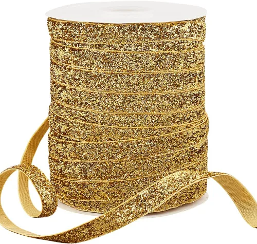 Miniatura 9 de PH PandaHall Cinta metálica con purpurina de 50 yardas, cinta blanca brillante de 3/8 pulgadas (0.394 in) para costura, cintas de poliéster