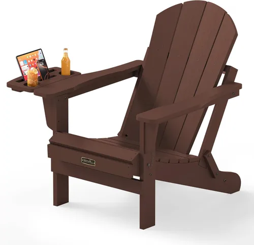 Miniatura 13 de SERWALL - Silla plegable Adirondack para patio, jardín, exterior, resistente a la intemperie, sillas para hoguera, color naranja