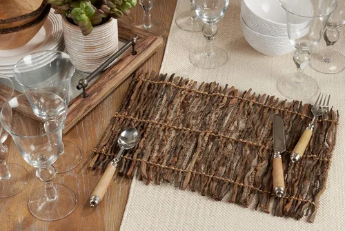 Miniatura 4 de SARO LIFESTYLE Manggar - Manteles individuales tejidos de coco (juego de 4) – Diseño de fibra natural tejida a mano para comedor, entretenimiento