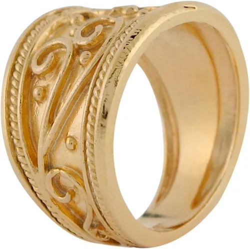 Miniatura 3 de Anillo de oro amarillo de 10 quilates con borde de cuerda etrusca