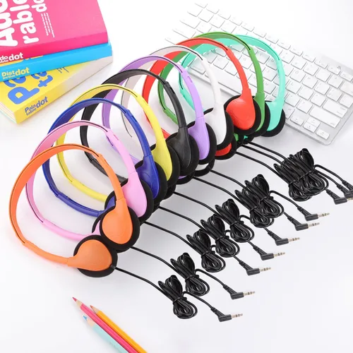 Miniatura 6 de Paquete de 30 auriculares para niños a granel para el aula escolar, auriculares con cable para niños, estudiantes, niños pequeños, adolescentes