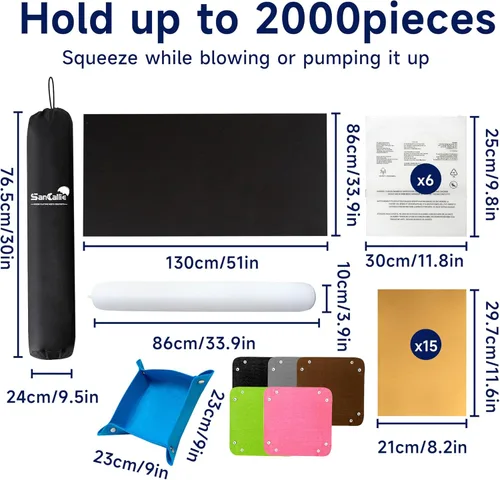 Miniatura 2 de Tapete de rompecabezas enrollable de hasta 2000 piezas, tapete de fieltro antideslizante extra grande de 51 x 34 pulgadas, ahorro portátil con bolsa