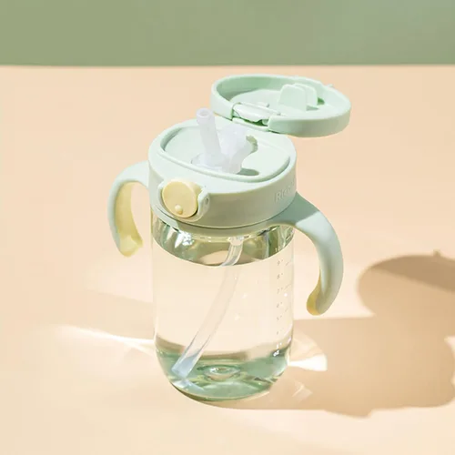 Miniatura 2 de Vaso para beber con popote de silicona y asas extraíbles, 10 onzas, fácil agarre para bebés y niños pequeños Honeydew