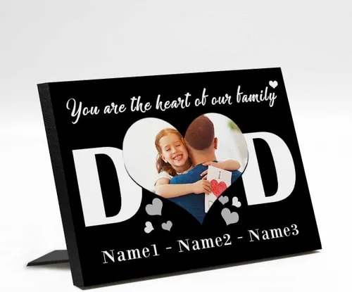 Miniatura 18 de InterestPrint Panel de fotos personalizado para papá y nombre para exhibición de mesa Daddy to Us You're the World, marco de fotos personalizado