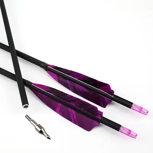 Miniatura 7 de Flechas de carbono de 31 pulgadas para práctica de caza con escudo de 4 pulgadas, 500 flechas para arco recurvo arco compuesto arco largo