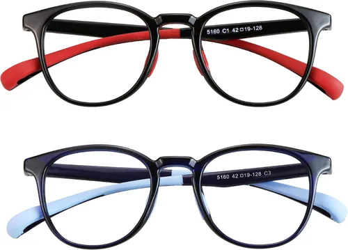 Miniatura 11 de 2 pares de lentes de bloqueo de luz azul para niños, protección UV400, antirayos azules, para computadora para niños y niñas de 3 a 12 años