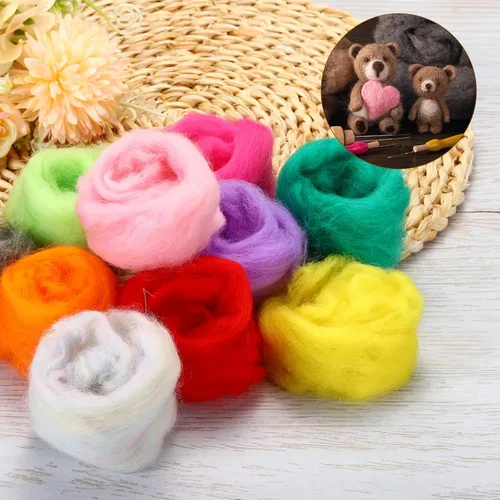 Miniatura 6 de uxcell 100 piezas de lana de fieltro de aguja, 50 colores, hilo de lana de fibra natural, aguja para fieltro de lana, suministros de hilo