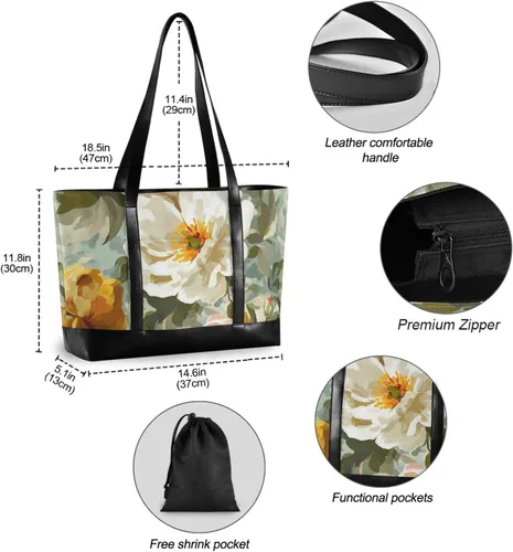 Miniatura 6 de Vintage Flower moderno portátil bolso con cremallera monederos de trabajo para enfermera trabajo con tableta bolso para laptop mujer