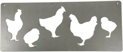 Miniatura 40 de Cartel de metal de cruce de pollo, 12.0 in de alto (amarillo oscuro, cruzado)
