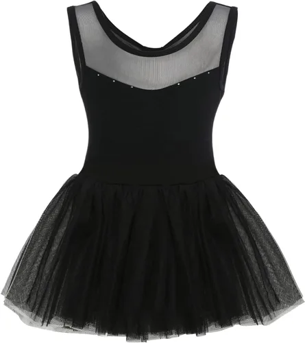 Miniatura 2 de Phineein Leotardos de ballet de manga corta para niñas, leotardos de baile con espalda hueca con falda