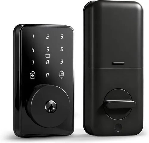 Cerradura de puerta de entrada sin llave con teclado, cerradura inteligente biquole para puerta delantera con 2 llaves, cerrojo electrónico digital