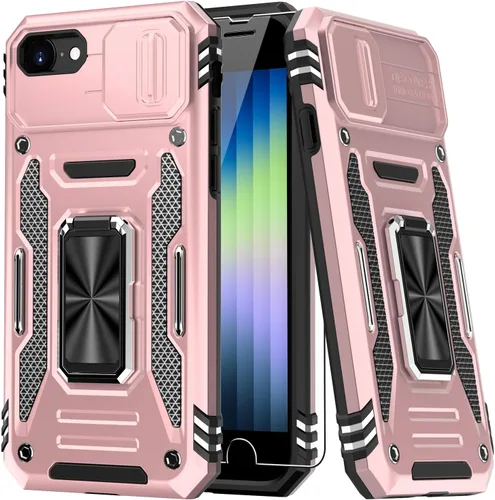Miniatura 13 de MERRO Funda para iPhone 13 Pro con protector de pantalla, protección de cámara deslizante, funda resistente de grado militar con soporte magnético