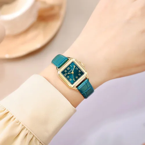 Miniatura 7 de Reloj cuadrado delicado para mujeres con números arábigos fáciles de leer, relojes de vestir para damas