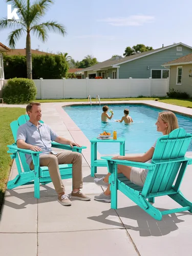 Miniatura 2 de Silla plegable ajustable KINGYES Adirondack, sillas reclinables Adirondack de 3 posiciones con portavasos, Adirondack de HDPE resistente a
