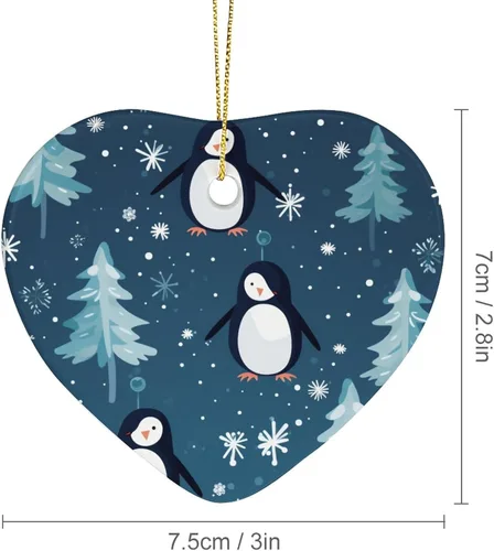 Miniatura 2 de Adorno de cerámica de pingüino para árbol de Navidad, adornos de árbol de Navidad de pingüino, decoración de árbol de Navidad para familiares