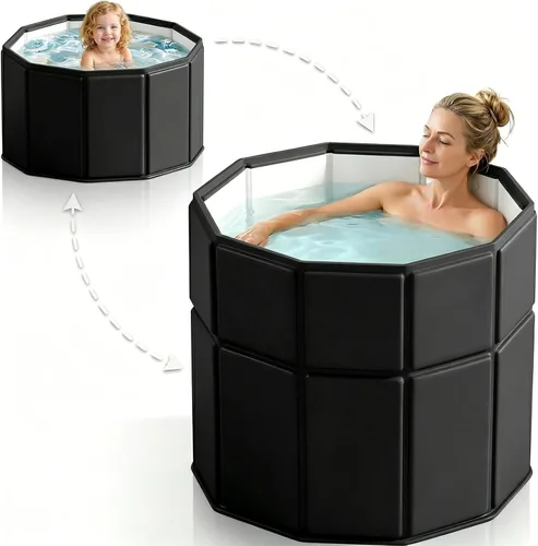 Quivora 31.5" Portable Bathtub for Adults, Seniors, Kids & Pets, Inward Folding Edge for Easy Step-In, 2-in-1 Ice Bath & Hot SPA Collapsible Soaking