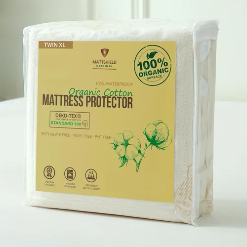 Miniatura 15 de Protector de Colchón Orgánico Impermeable Individual – Parte Superior de Algodón Orgánico Suave – Cubierta Silenciosa y Transpirable de 250 GSM
