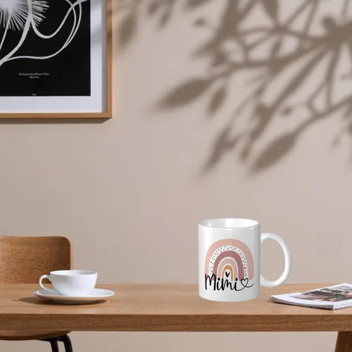 Miniatura 5 de Divertida taza de café para tía, regalo de cumpleaños/Navidad de sobrino/sobrino, taza de cerámica de arte arcoíris para tía, regalo lindo y único