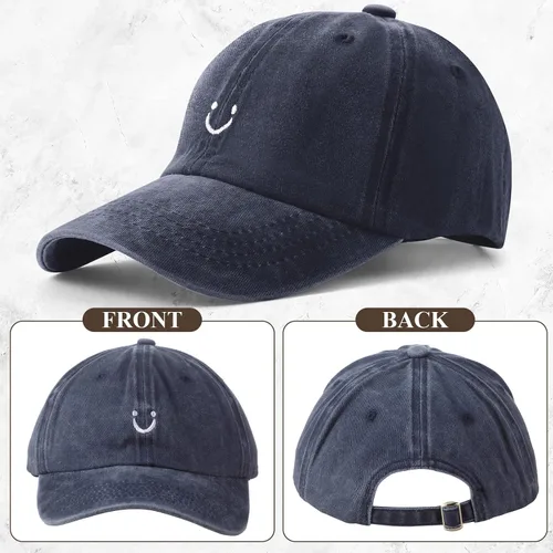Miniatura 3 de Gorra de béisbol unisex de algodón vintage de perfil bajo sin estructura, gorra de béisbol desgastada lavada y ajustable para papá