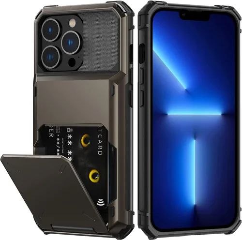 Miniatura 28 de Nvollnoe Funda para iPhone 13 con Portarjetas [Almacena 5 Tarjetas] Funda Cartera de Doble Capa Resistente de Servicio Pesado a Prueba de Golpes
