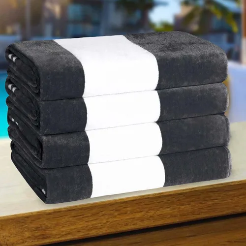 Miniatura 56 de Superior Juego de toallas de playa de algodón de gran tamaño de 4 piezas, toallas absorbentes para baño, playa, piscina, natación, adultos, niños