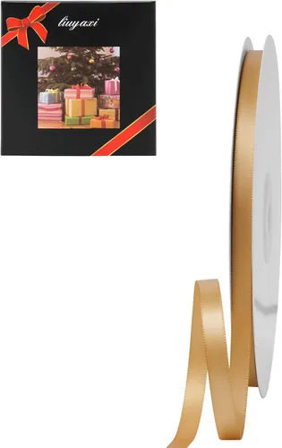 LIUYAXI Cinta de Satén Dorada de Doble Cara 1/4" X 50 Yardas, Cintas Perfectas para Manualidades, Envoltura de Regalos, Fabricación de Lazos y Más