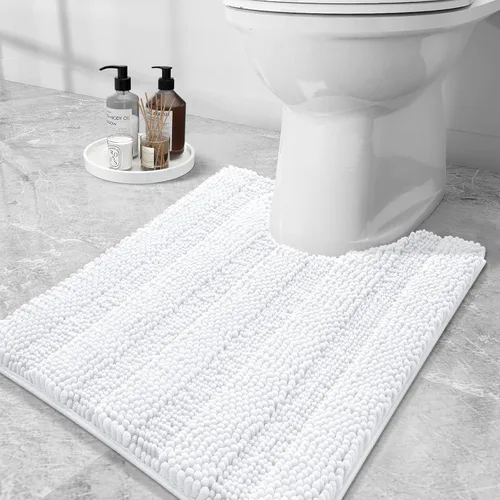 Miniatura 171 de Grandaily Alfombras de baño de felpilla a rayas de 24 x 16 pulgadas, extra gruesas y suaves, absorbentes, parte trasera de goma, alfombra de ducha