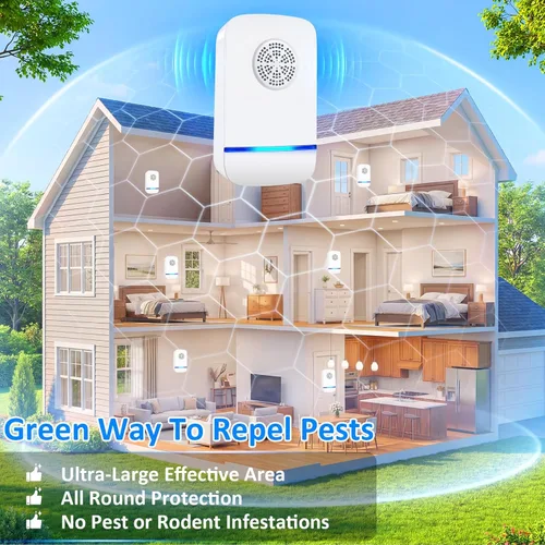 Miniatura 6 de Repelente ultrasónico de plagas mejorado 2026, repelente de insectos para interiores, enchufe de control de plagas para arañas, insectos