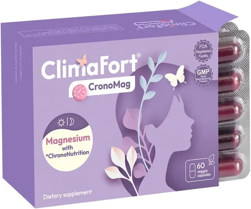 ClimaFort CronoMag | Magnesium for Women in Menopause | 5 Salts Bisglycinate + Glycerophosphate | B12 | Energy Supplement | 1 Month Supply