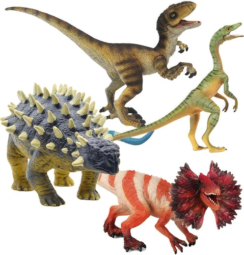 Miniatura 3 de Gemini&Genius Anquilosaurio Velociraptor Compsognathus Dilophosaurus Dilophosaurus Dinosaurs Set, recuerdo de fiesta, coleccionista de dinosaurios