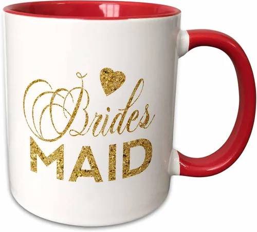 Miniatura 8 de 3dRose Dama de honor en oro digital falso con un corazón taza de cerámica, 11 oz, negro/blanco