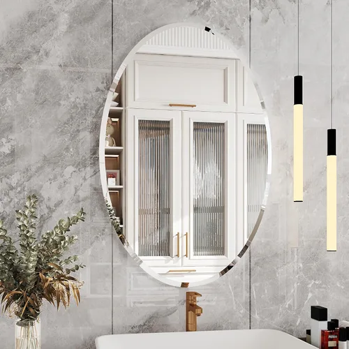 Miniatura 8 de AUYHM Espejo ovalado, espejo de baño pequeño de 20 x 28 pulgadas, espejos de baño, espejo negro para baño, espejos ovalados para baño, espejo