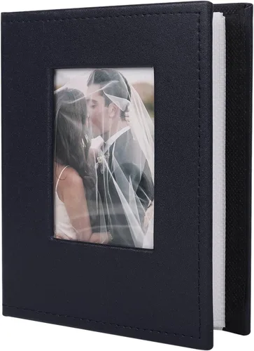Miniatura 42 de Álbum de Fotos 4x6 para 300 Fotos Cubierta de Cuero PU Página Interior Negra para Álbumes de Boda Libro de Fotos Familiar Bebé Aniversario Bolsillo