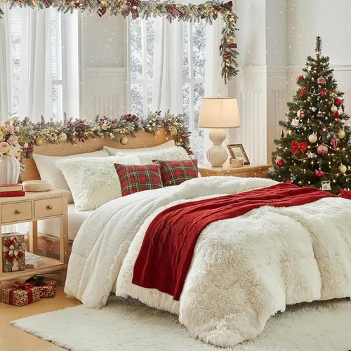 Miniatura 15 de UOZZI BEDDING - Juego de edredón de pelo sintético negro, tamaño Queen, 3 piezas, 1 edredón afelpado negro de 90x90 y 2 fundas de almohada, ultra