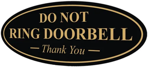 Miniatura 54 de All Quality Cartel de agradecimiento ovalado con texto en inglés «Do not Ring DOORBELL», color negro, pequeño, 1 paquete