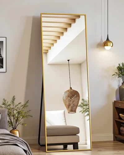 Miniatura 33 de Suidia Espejo de longitud completa, espejo de pie de 56 x 14 pulgadas, espejo de cuerpo completo con soporte para dormitorio, montado para colgar