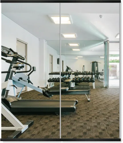 Miniatura 10 de Delma Espejo de gimnasio en casa, 48 x 24 x 2 unidades, vidrio templado grande de cuerpo completo, sin marco, montado en la pared para gimnasio