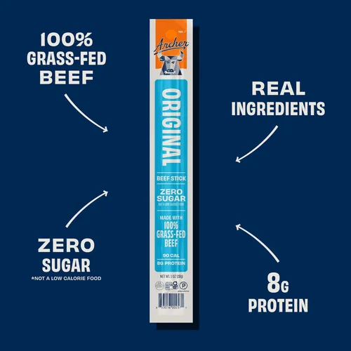 Miniatura 3 de Archer Classic Beef Sticks – Palitos de carne alimentada con pasto envueltos individualmente, paquetes de bocadillos de cecina a granel, sin gluten