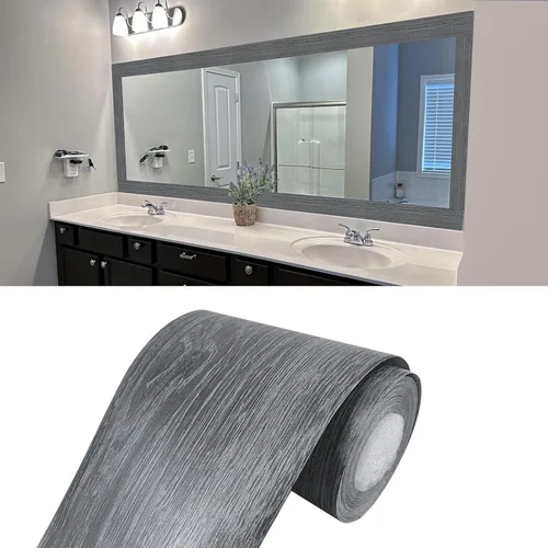 Miniatura 8 de Teemall Adhesivo autoadhesivo de PVC impermeable con grano de madera de 32.8 ft, decoración de pared, azulejos de cocina, baño, papel tapiz adhesivo